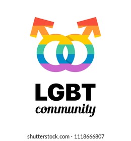LGBT community movement vector flat illustration card with rainbow sign