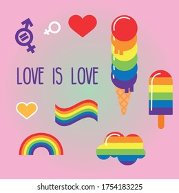 LGBT community. Pride. Signs and symbols. A set of LGBT characters. Stickers or Icons