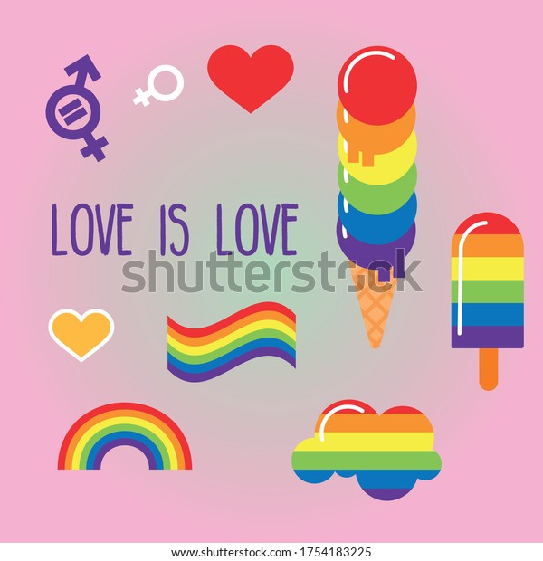 Lgbt Community Pride Signs Symbols Set Stock Vector Royalty Free 1754183225 Shutterstock 1299