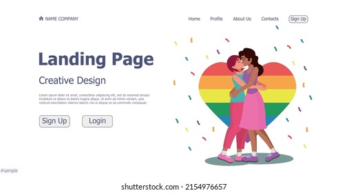 Lgbt community website landing page design concept - Vector illustration