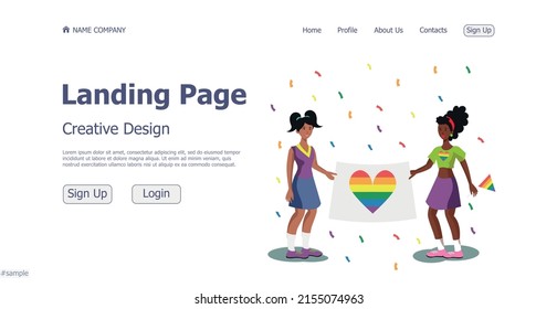 Lgbt community website landing page design concept - Vector illustration