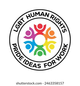 LGBT concept logo badge round. Teamwork  people vector isolated oN white background.