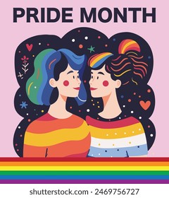 LGBT couple celebrating PRIDE month 
