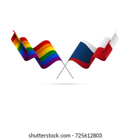 LGBT and Czech Republic flags. Rainbow flag. Vector illustration.