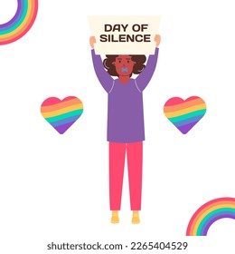 LGBT Day of Silence. An African American man holds a banner with the inscription "Day of Silence"