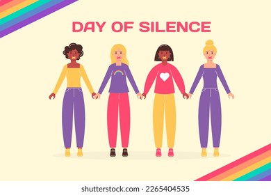 LGBT Day of Silence. A group of people of different races, African-American women holding hands