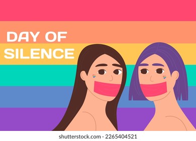 LGBT Day of Silence. A man and a woman with their mouths taped shut