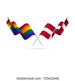 LGBT and Denmark flags. Rainbow flag. Vector illustration.