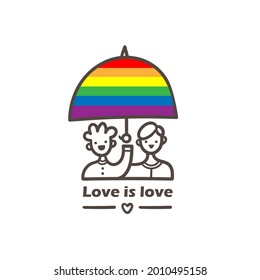 Lgbt doodle emblem. Homosexual cartoon lovers print. Call for tolerance poster.
