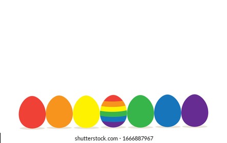 LGBT Egg or Rainbow Egg isolated on white background - Easter day and Pride concept 