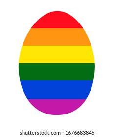 LGBT Egg or Rainbow Egg isolated on white background - Easter day and Pride concept