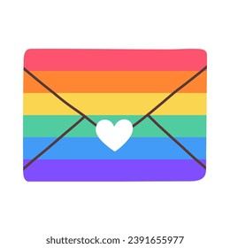 LGBT envelope isolated on white background. LGBTQ. Symbol of the LGBT pride community. Rainbow.