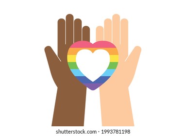 LGBT equality and rainbow heart symbol, Vector illustration in flat style