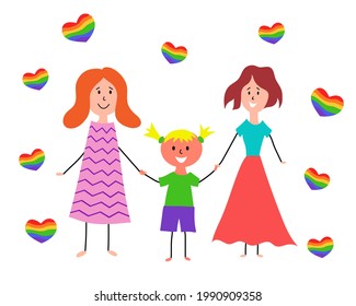 Lgbt Family Childrens Drawing Two Happy Stock Vector (Royalty Free ...