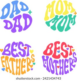 LGBT family collection of lettering elements. LGBTQ set.