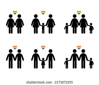 LGBT family icons set. Vector Illustration on the white background. Vector man  woman icons. 