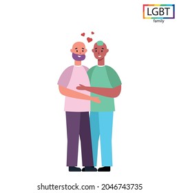 LGBT family two men friendly hugging - Vector illustration