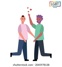 LGBT family two men have fun dancing - Vector illustration