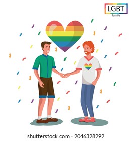 LGBT family two men hold each other's hands - Vector illustration