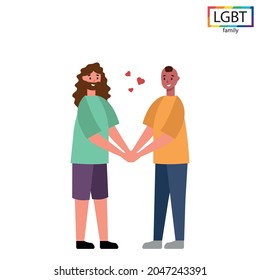 LGBT family two men hold each other's hands - Vector illustration