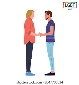 LGBT family two men hold each other's hands - Vector illustration