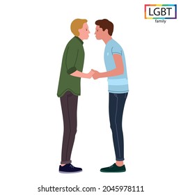 LGBT family two men kiss passionately - Vector illustration