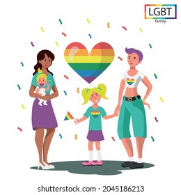 LGBT family two mothers and two daughters - Vector illustration
