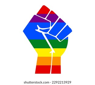 LGBT fist rainbow. pride month. rainbow flag. Vector illustration isolated on white background