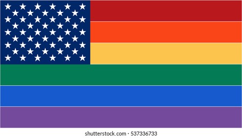 LGBT flag with added star field from US flag vector