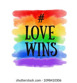 LGBT flag against homosexual discrimination. Vector hand drawn. Watercolor style