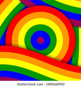 LGBT flag background. Abstract geometric background with rainbow flag.