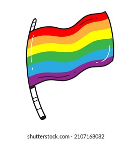LGBT flag in cute doodle style. Vector isolated rainbow illustration.