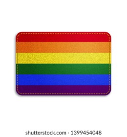 LGBT flag with denim texture. Realistic image of tissue made in vector illustration.