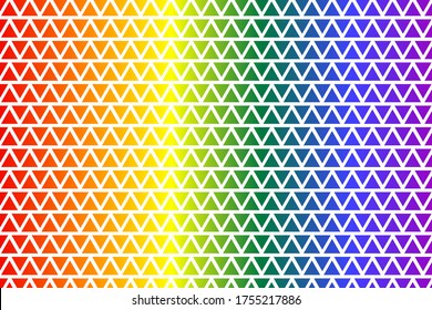 LGBT flag in the form of triangles in rainbow colors. Template design, vector illustration. Gay pride textile background. Stock vector illustration.