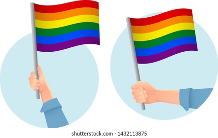 Lgbt flag in hand. Vector illustration of Lgbt flag