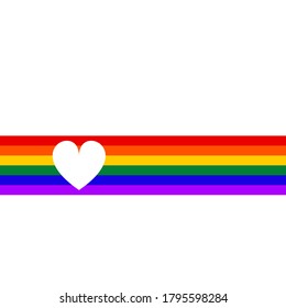 LGBT flag with heart. Symbol lesbian, gay, bisexual, transgender rainbow flag. Poster, card, banner, background