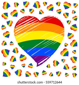 LGBT flag heart template.
Vector hand drawn illustration isolated on white background.