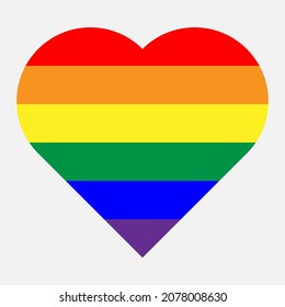 LGBT flag heart vector icon
