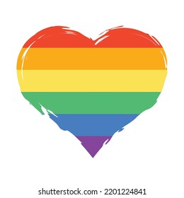 Indicador Lgbt en el icono del vector del corazón. Grunge gay, arco iris de igualdad de género.