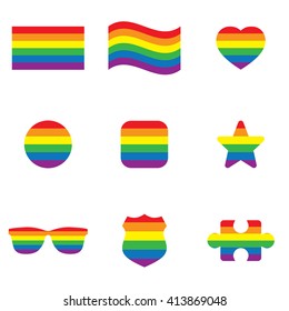 LGBT Flag Icon Set  . Vector Illustration