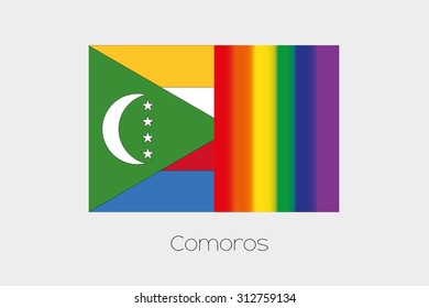 An LGBT Flag Illustration with the flag of Comoros