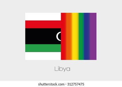 An LGBT Flag Illustration with the flag of Libya