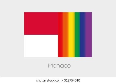 An LGBT Flag Illustration with the flag of Monaco