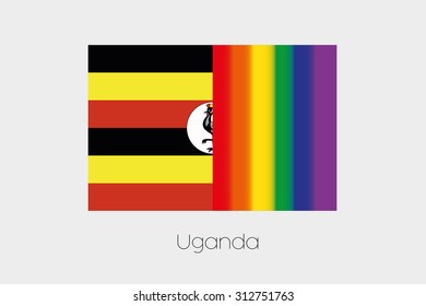 An LGBT Flag Illustration with the flag of Uganda