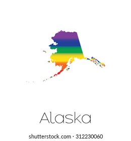 An LGBT Flag inside the State of Alaska
