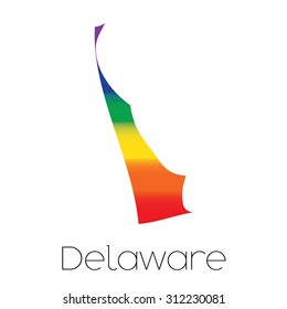 An LGBT Flag inside the State of Delaware