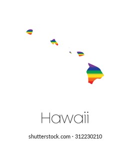 An LGBT Flag inside the State of Hawaii