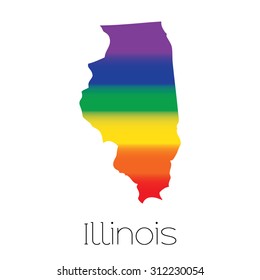 An LGBT Flag inside the State of Illinois