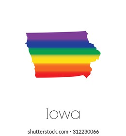 An LGBT Flag inside the State of Iowa