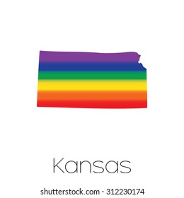 An LGBT Flag inside the State of Kansas